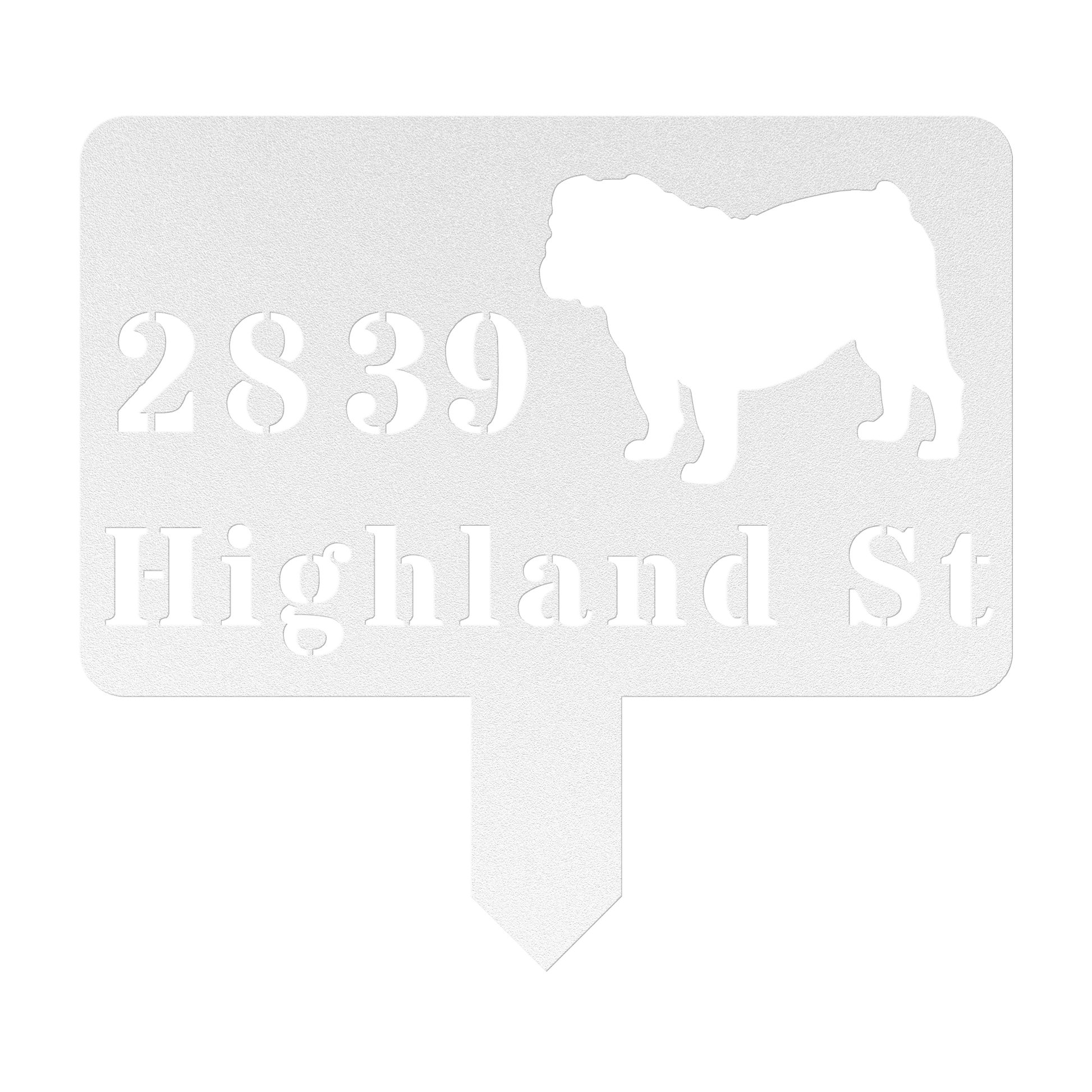 English Bulldog House Address Yard Sign - BullyBellyMetal Sign
