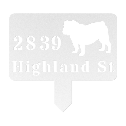 English Bulldog House Address Yard Sign - BullyBellyMetal Sign