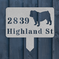 English Bulldog House Address Yard Sign - BullyBellyMetal Sign