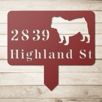 English Bulldog House Address Yard Sign - BullyBellyMetal Sign
