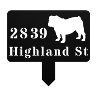 English Bulldog House Address Yard Sign - BullyBellyMetal Sign