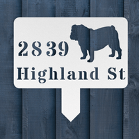 English Bulldog House Address Yard Sign - BullyBellyMetal Sign