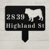 English Bulldog House Address Yard Sign - BullyBellyMetal Sign