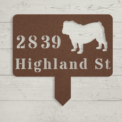 English Bulldog House Address Yard Sign