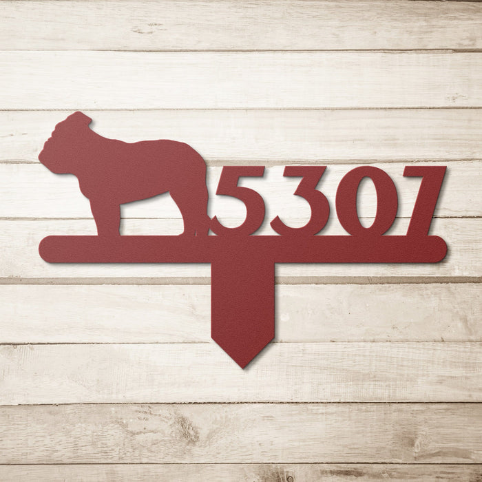 English Bulldog House Number Lawn Sign - BullyBellyLawn Art