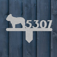 English Bulldog House Number Lawn Sign - BullyBellyLawn Art