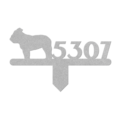 English Bulldog House Number Lawn Sign - BullyBellyMetal Sign