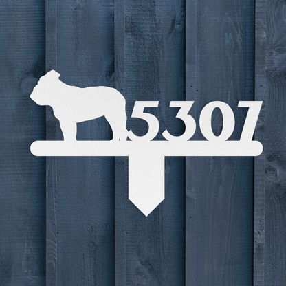English Bulldog House Number Lawn Sign - BullyBellyMetal Sign