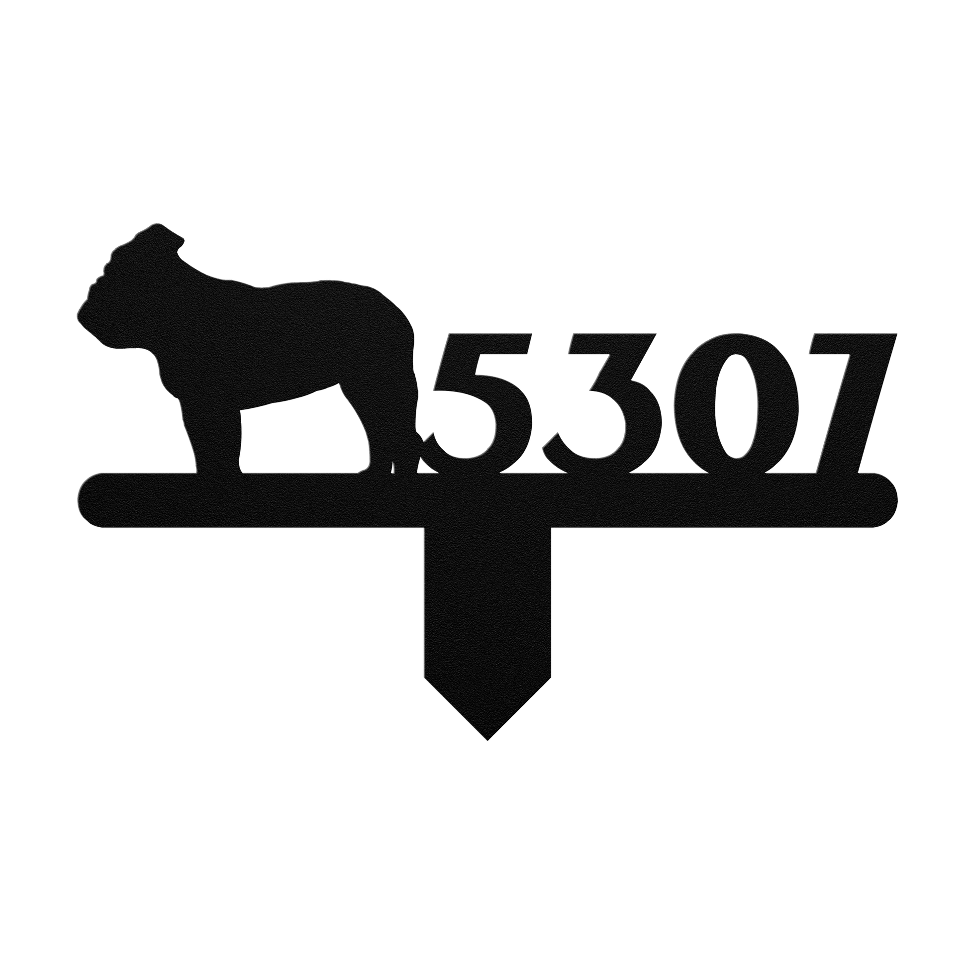 English Bulldog House Number Lawn Sign - BullyBellyMetal Sign