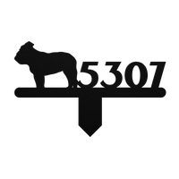 English Bulldog House Number Lawn Sign - BullyBellyMetal Sign