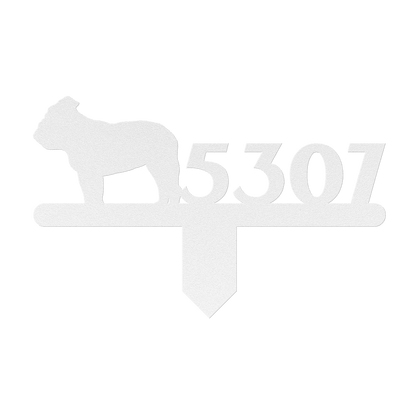 English Bulldog House Number Lawn Sign - BullyBellyMetal Sign