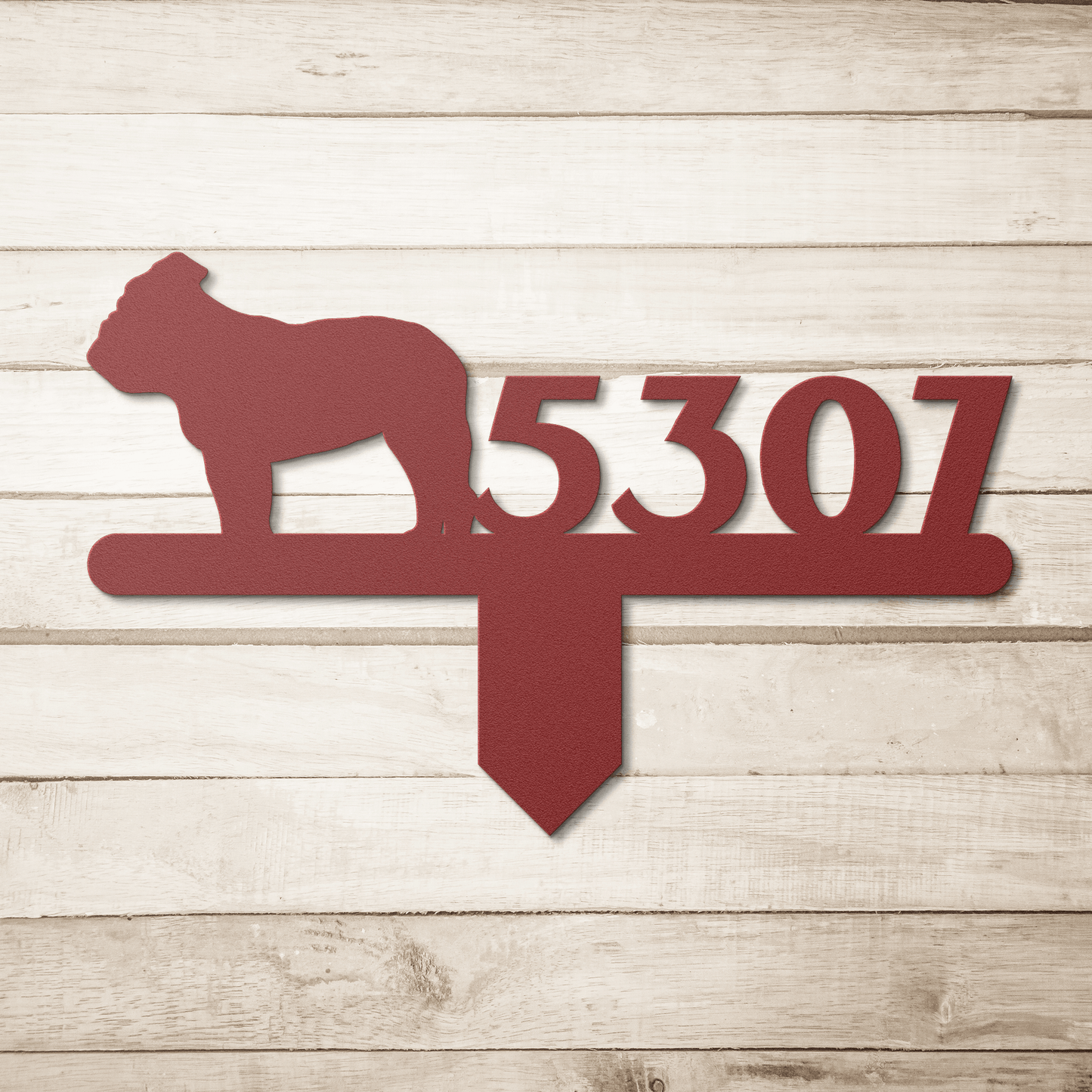 English Bulldog House Number Lawn Sign - BullyBellyMetal Sign
