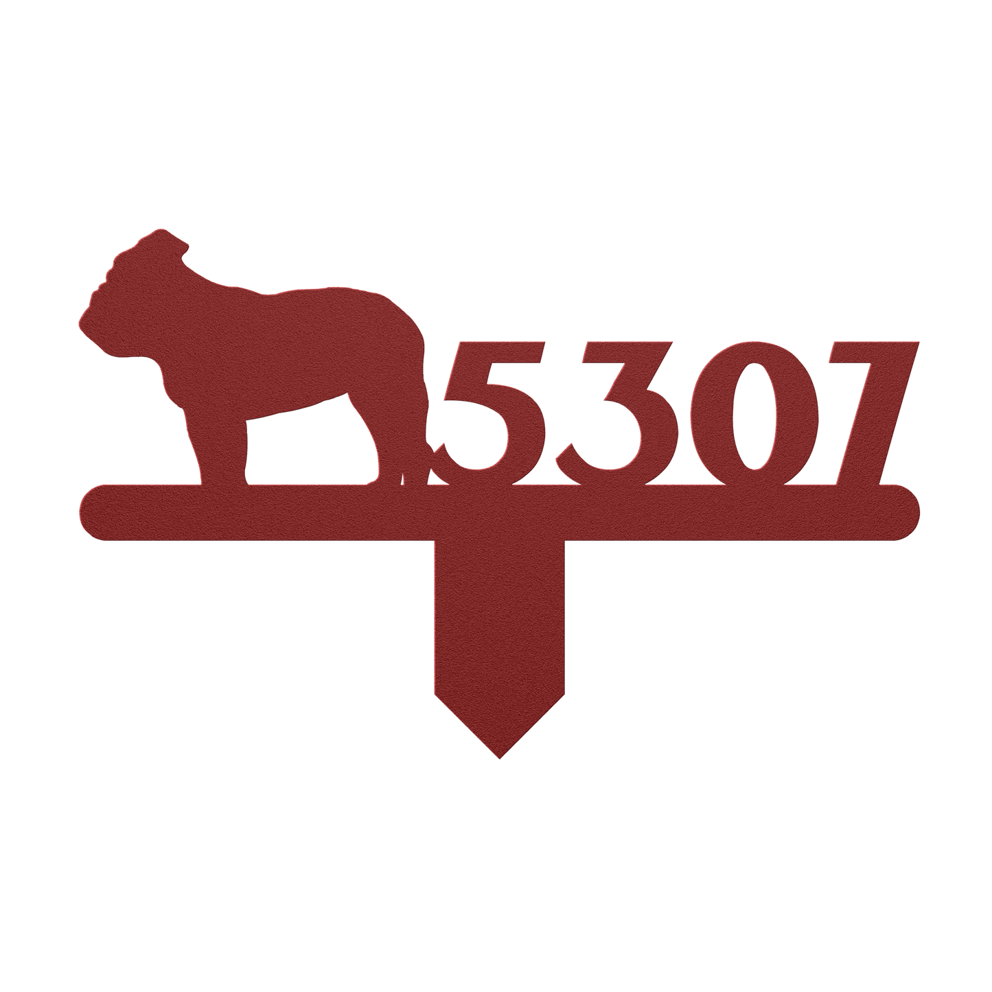 English Bulldog House Number Lawn Sign - BullyBellyMetal Sign