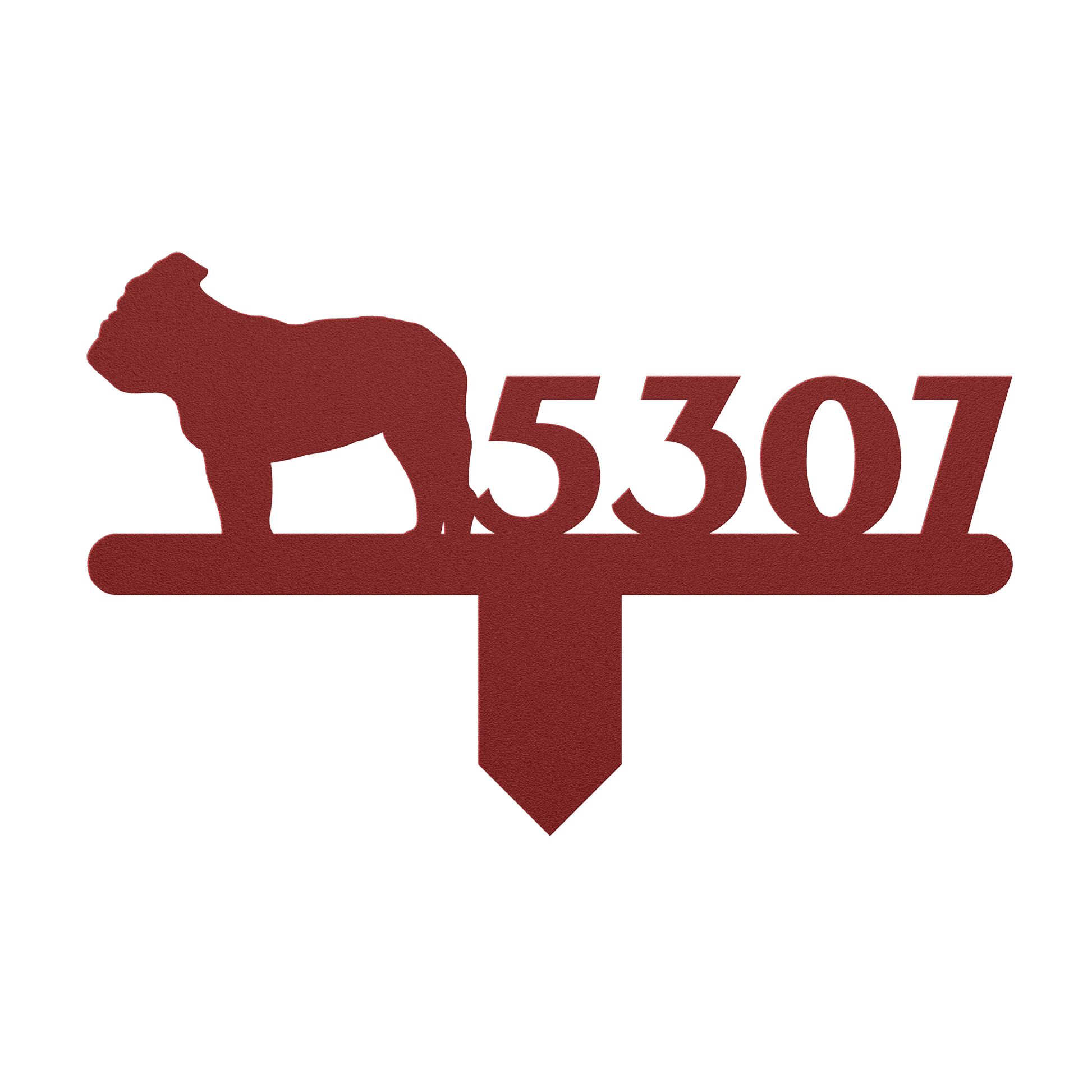 English Bulldog House Number Lawn Sign - BullyBellyMetal Sign
