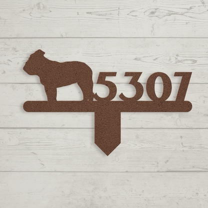 English Bulldog House Number Lawn Sign - BullyBellyMetal Sign