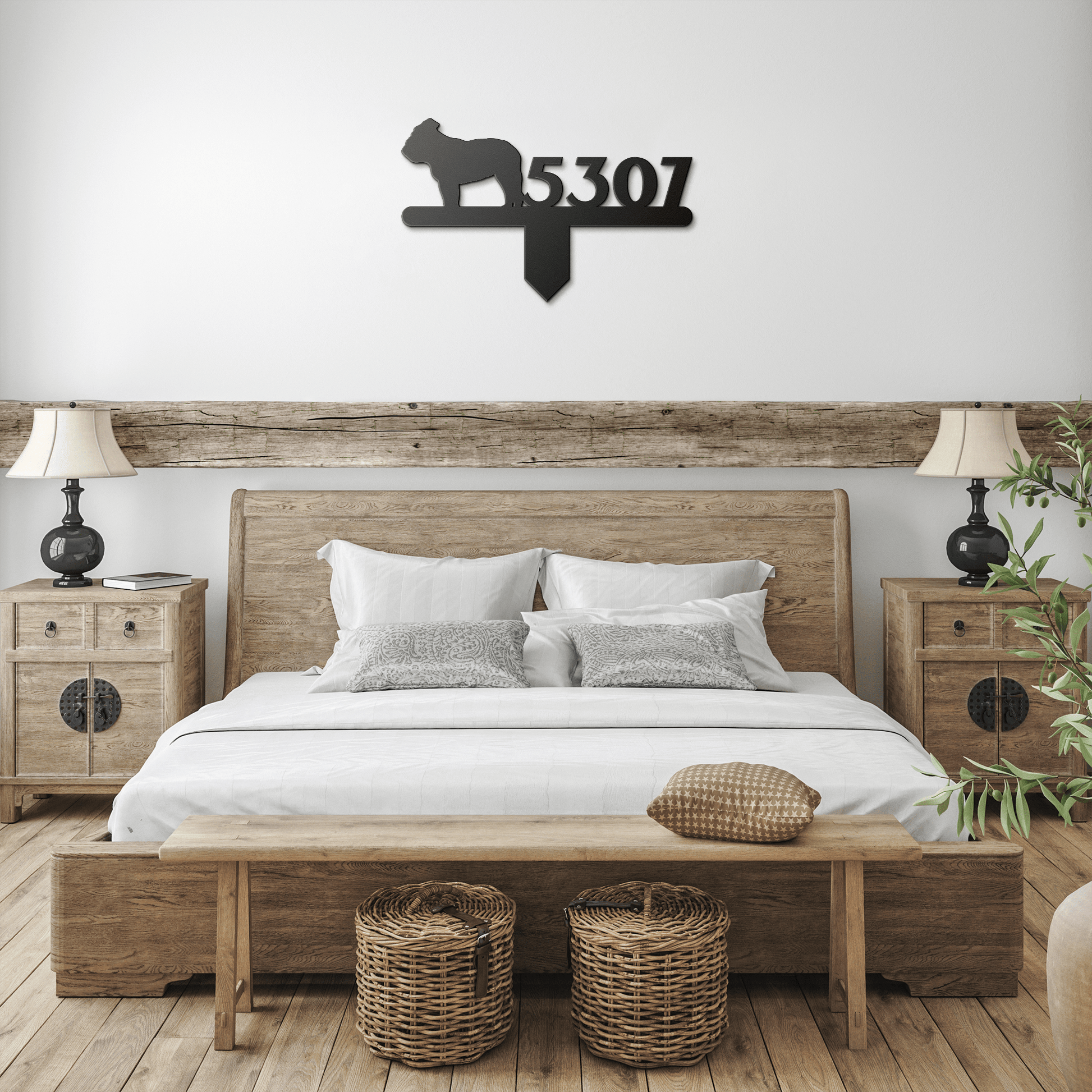 English Bulldog House Number Lawn Sign - BullyBellyMetal Sign