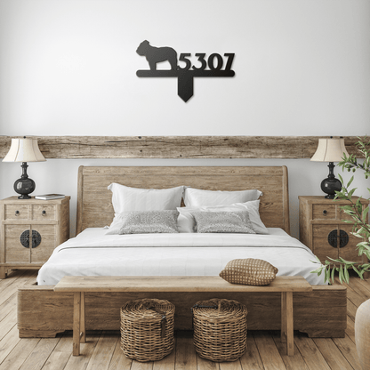 English Bulldog House Number Lawn Sign - BullyBellyMetal Sign