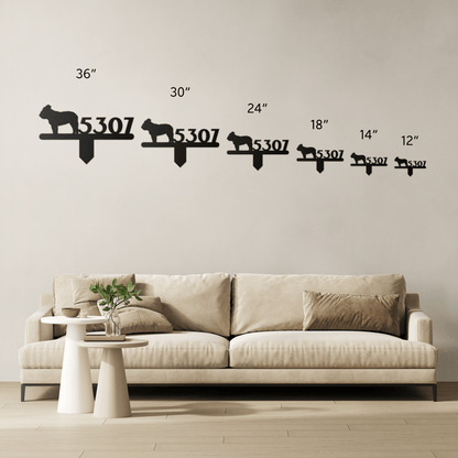 English Bulldog House Number Lawn Sign - BullyBellyMetal Sign