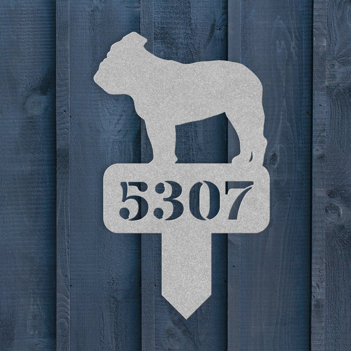 English Bulldog House Number Yard Sign - BullyBellyLawn Art