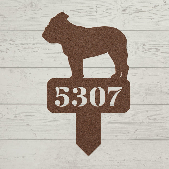 English Bulldog House Number Yard Sign - BullyBellyLawn Art