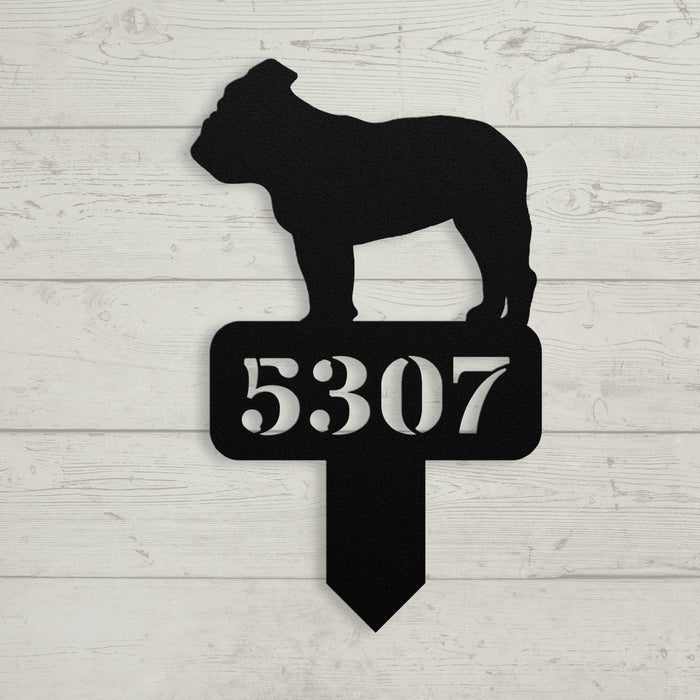 English Bulldog House Number Yard Sign - BullyBellyLawn Art