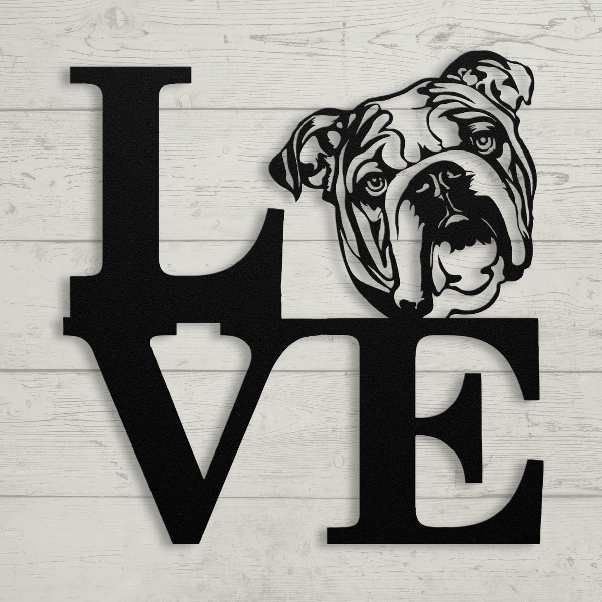 English Bulldog Love Metal Wall Sign - BullyBellyMetal Sign