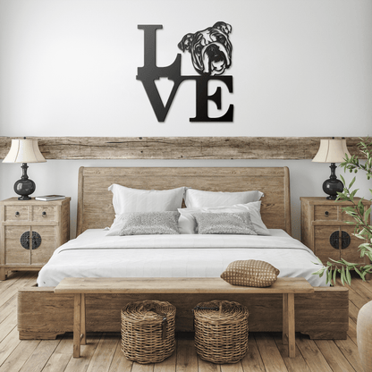 English Bulldog Love Metal Wall Sign - BullyBellyMetal Sign