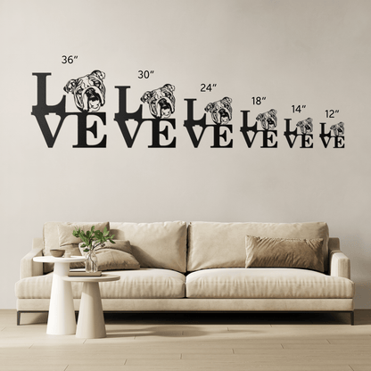English Bulldog Love Metal Wall Sign - BullyBellyMetal Sign