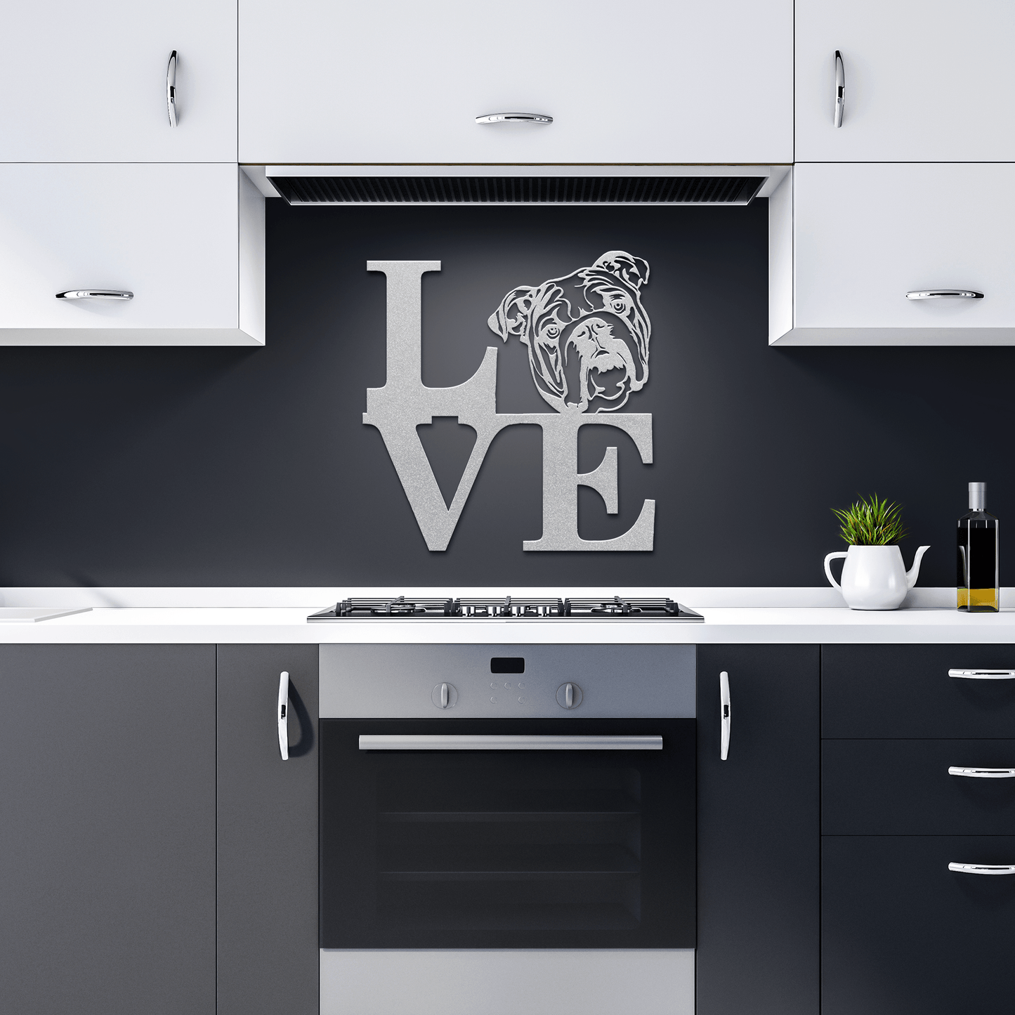 English Bulldog Love Metal Wall Sign - BullyBellyMetal Sign
