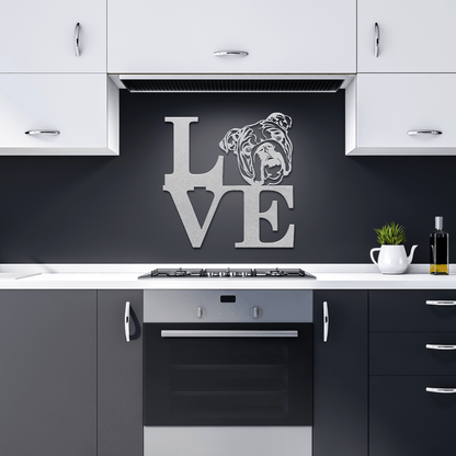 English Bulldog Love Metal Wall Sign - BullyBellyMetal Sign