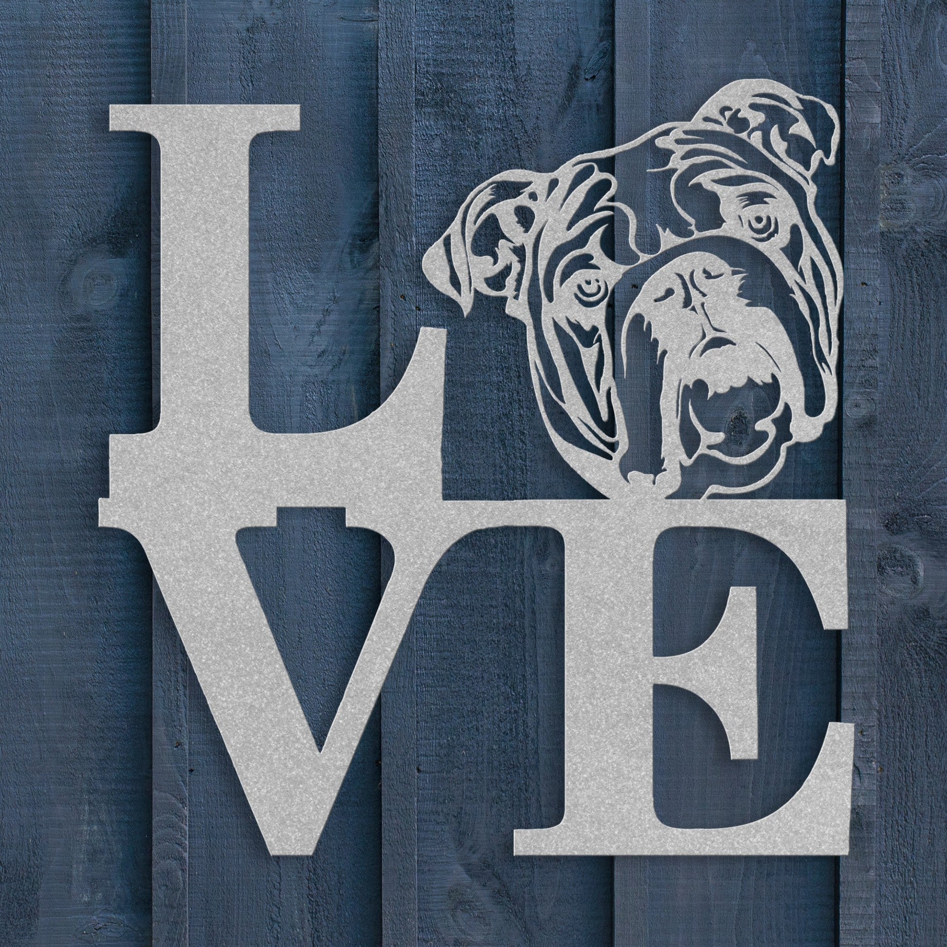 English Bulldog Love Metal Wall Sign - BullyBellyMetal Sign