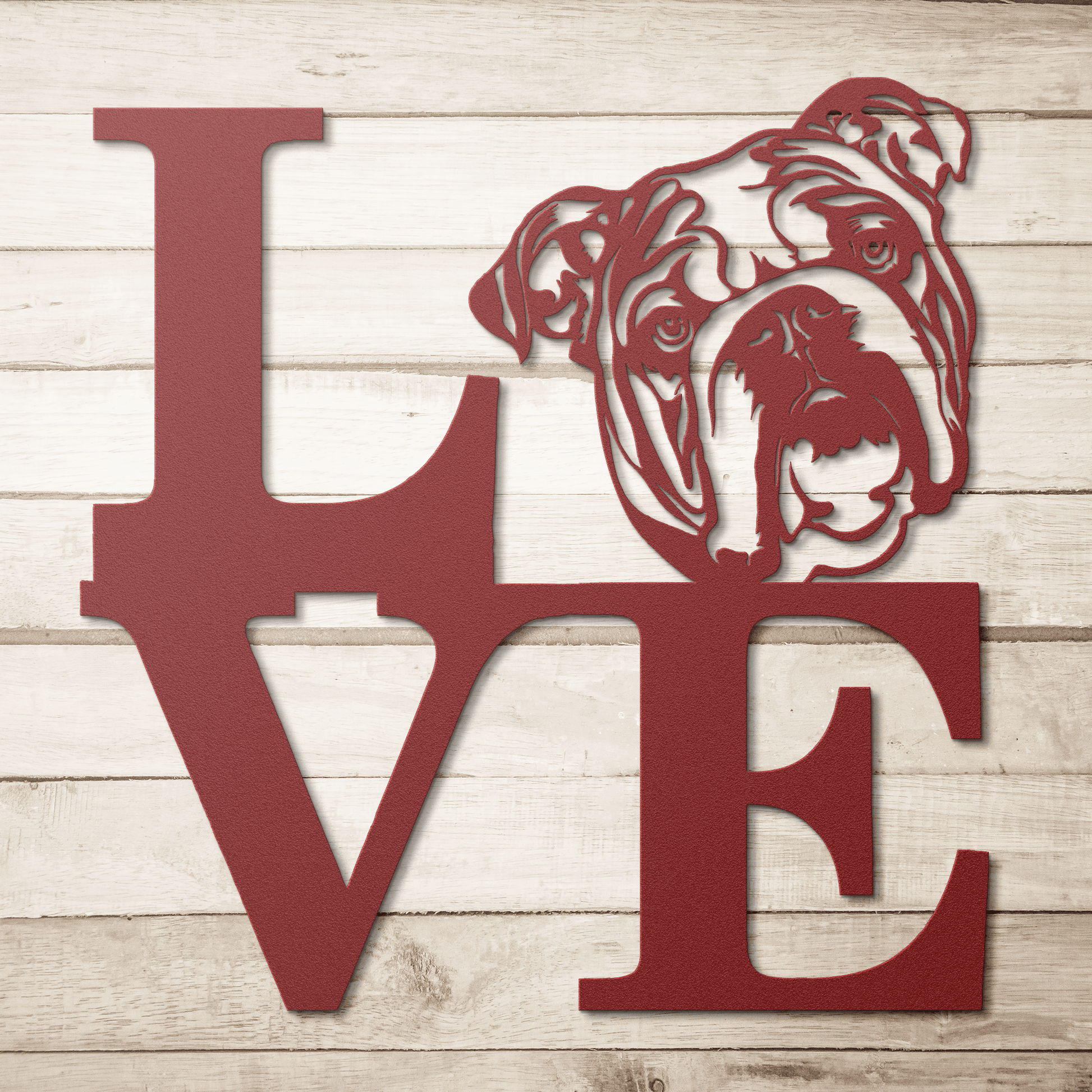 English Bulldog Love Metal Wall Sign - BullyBellyMetal Sign