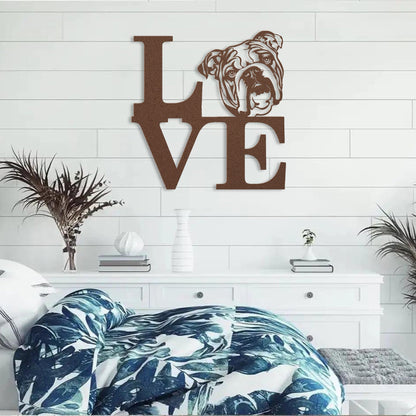 English Bulldog Love Metal Wall Sign - BullyBellyMetal Sign