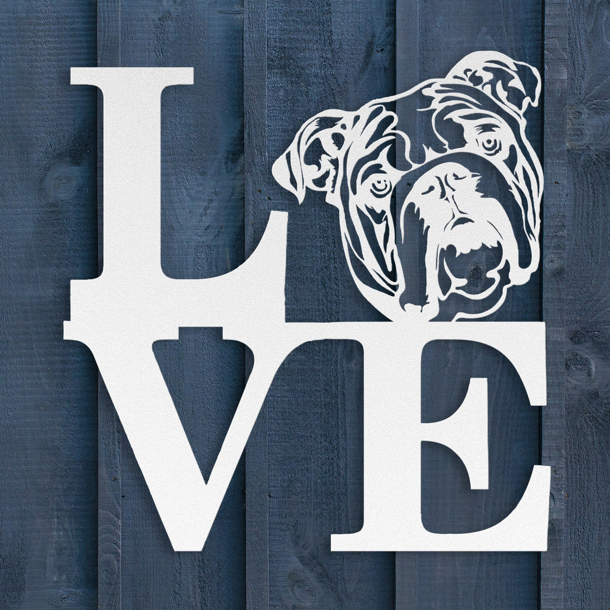 English Bulldog Love Metal Wall Sign - BullyBellyMetal Sign