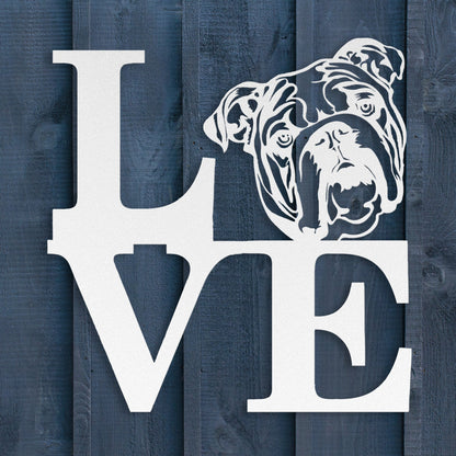 English Bulldog Love Metal Wall Sign - BullyBellyMetal Sign