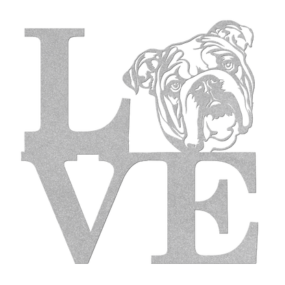 English Bulldog Love Metal Wall Sign - BullyBellyMetal Sign