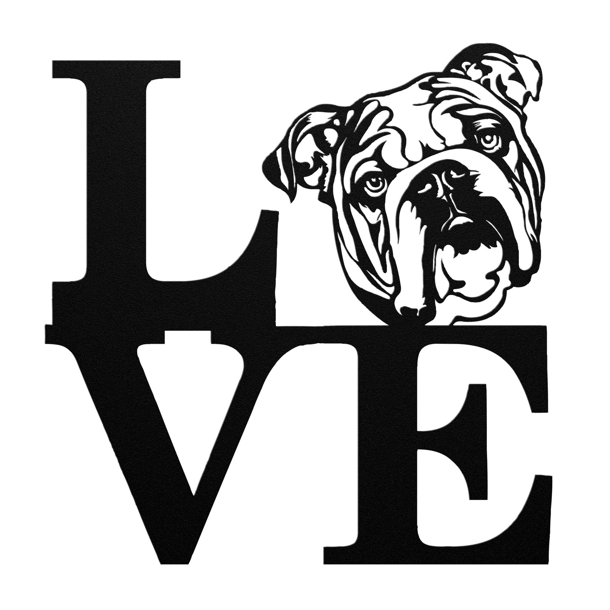 English Bulldog Love Metal Wall Sign - BullyBellyMetal Sign
