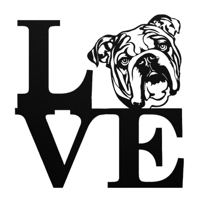 English Bulldog Love Metal Wall Sign - BullyBellyMetal Sign
