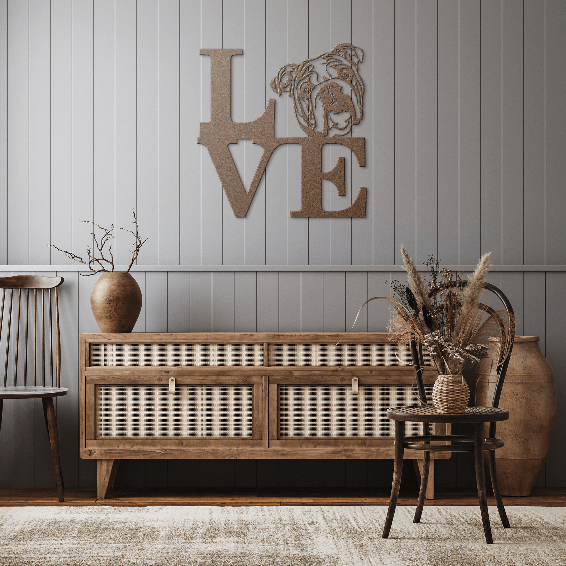 English Bulldog Love Metal Wall Sign - BullyBellyMetal Sign