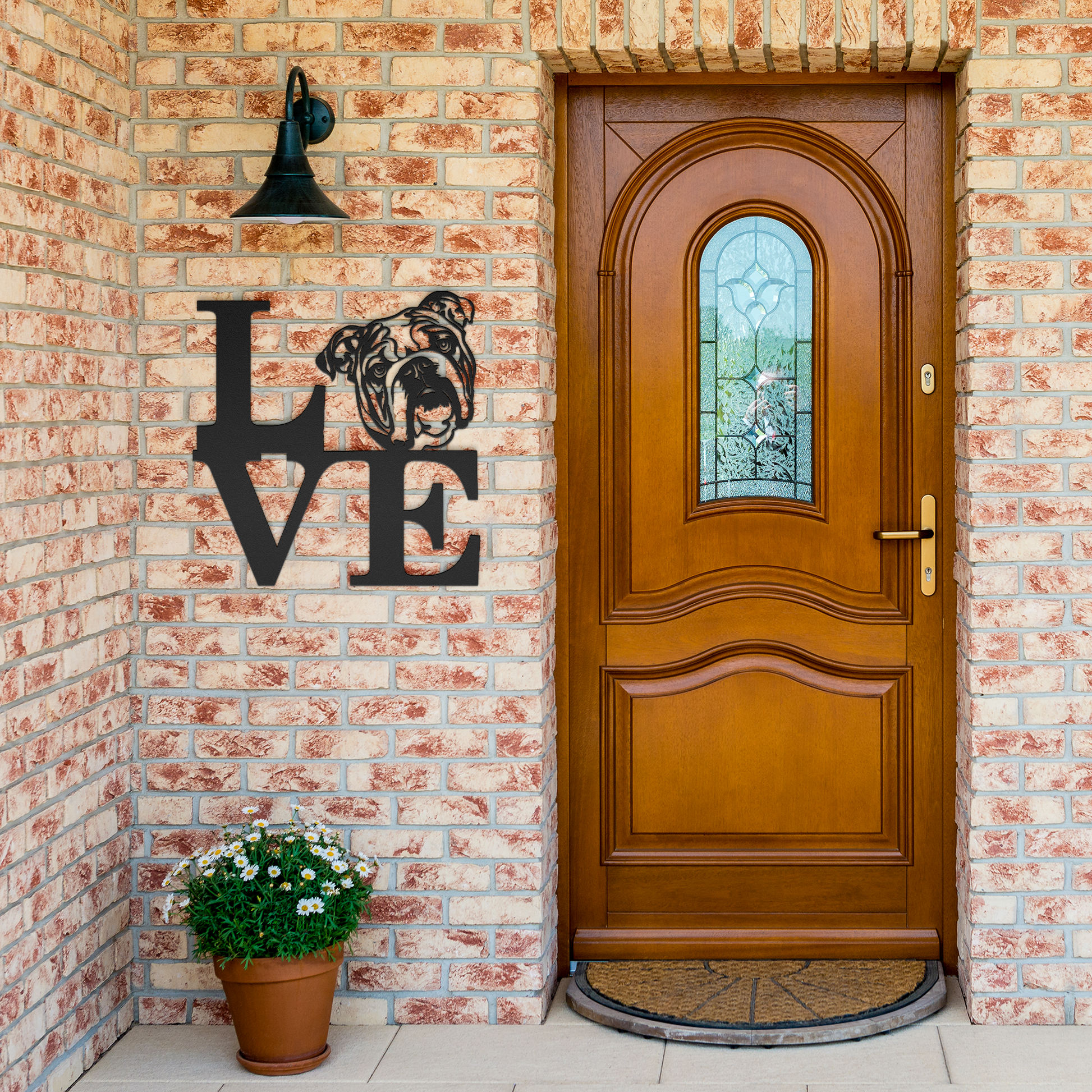 English Bulldog Love Metal Wall Sign - BullyBellyMetal Sign