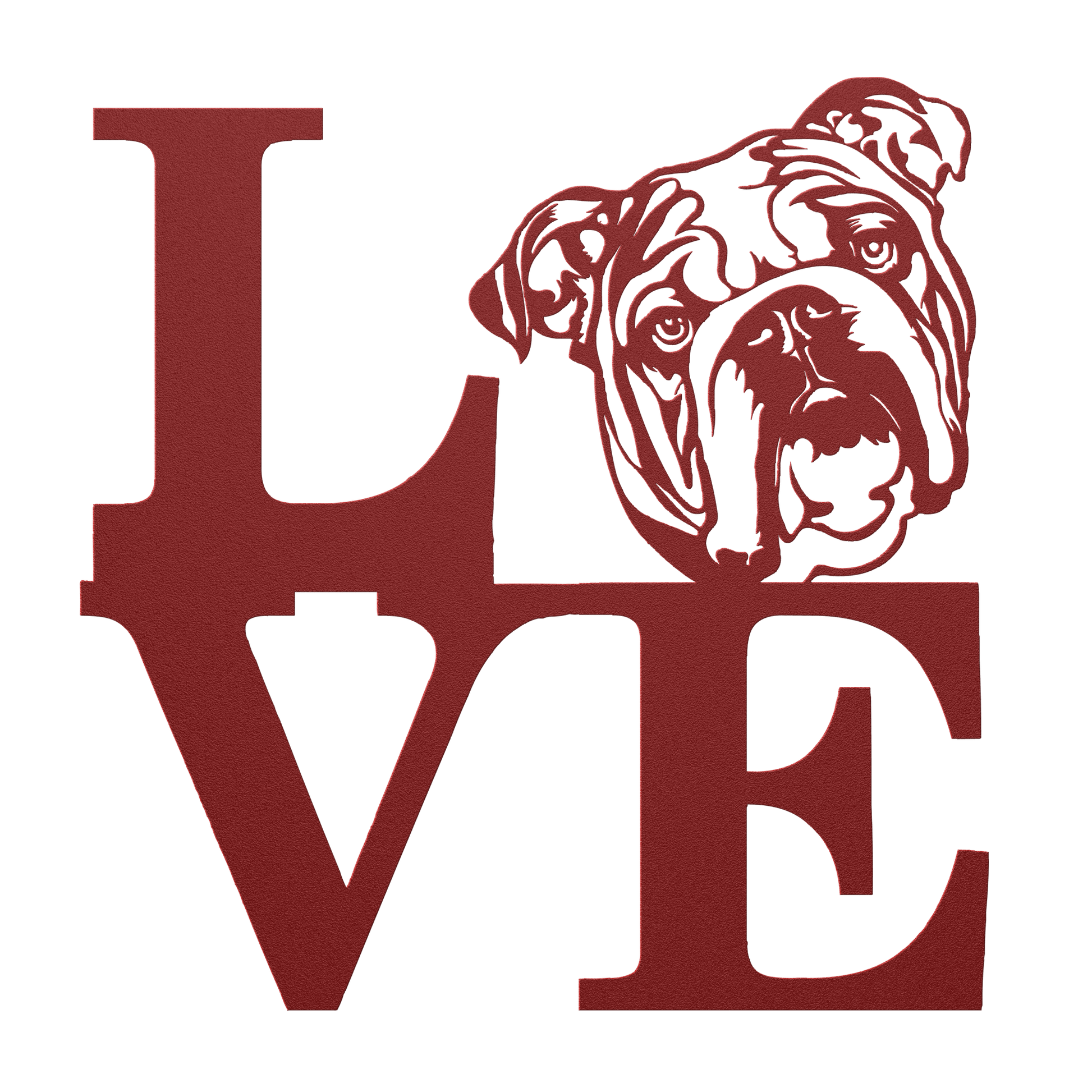 English Bulldog Love Metal Wall Sign - BullyBellyMetal Sign