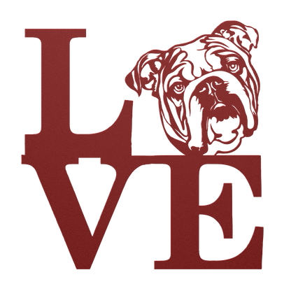 English Bulldog Love Metal Wall Sign - BullyBellyMetal Sign