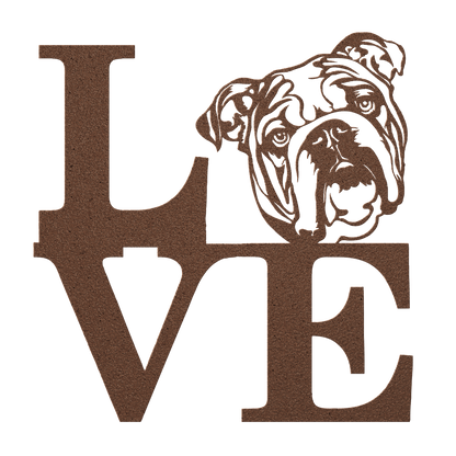English Bulldog Love Metal Wall Sign - BullyBellyMetal Sign