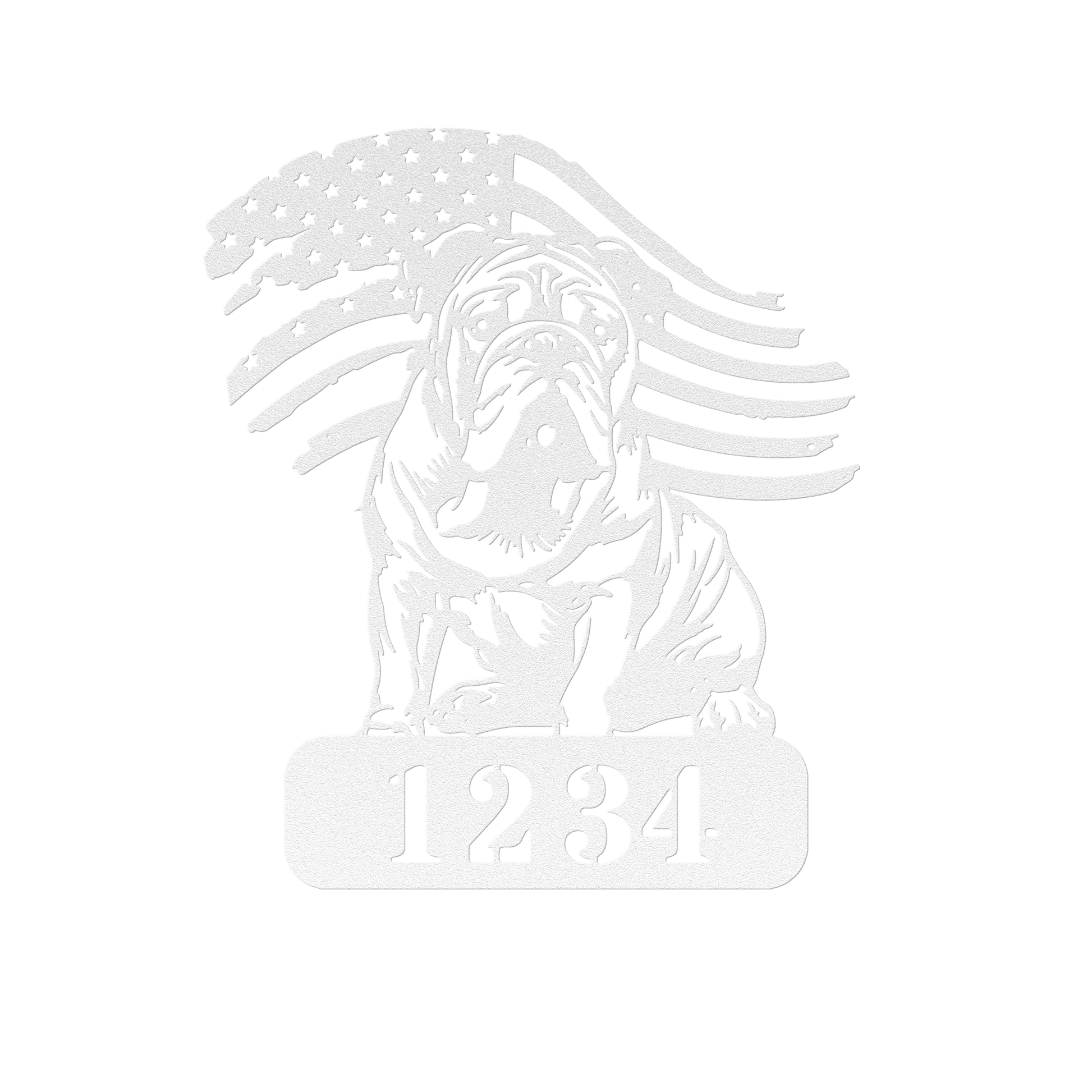 English Bulldog Metal Address Sign – Patriotic American Flag Home Décor - BullyBellyMetal Sign