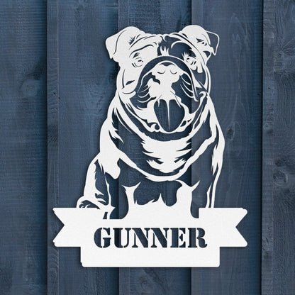 English Bulldog Metal Nameplate - BullyBellyMetal Sign