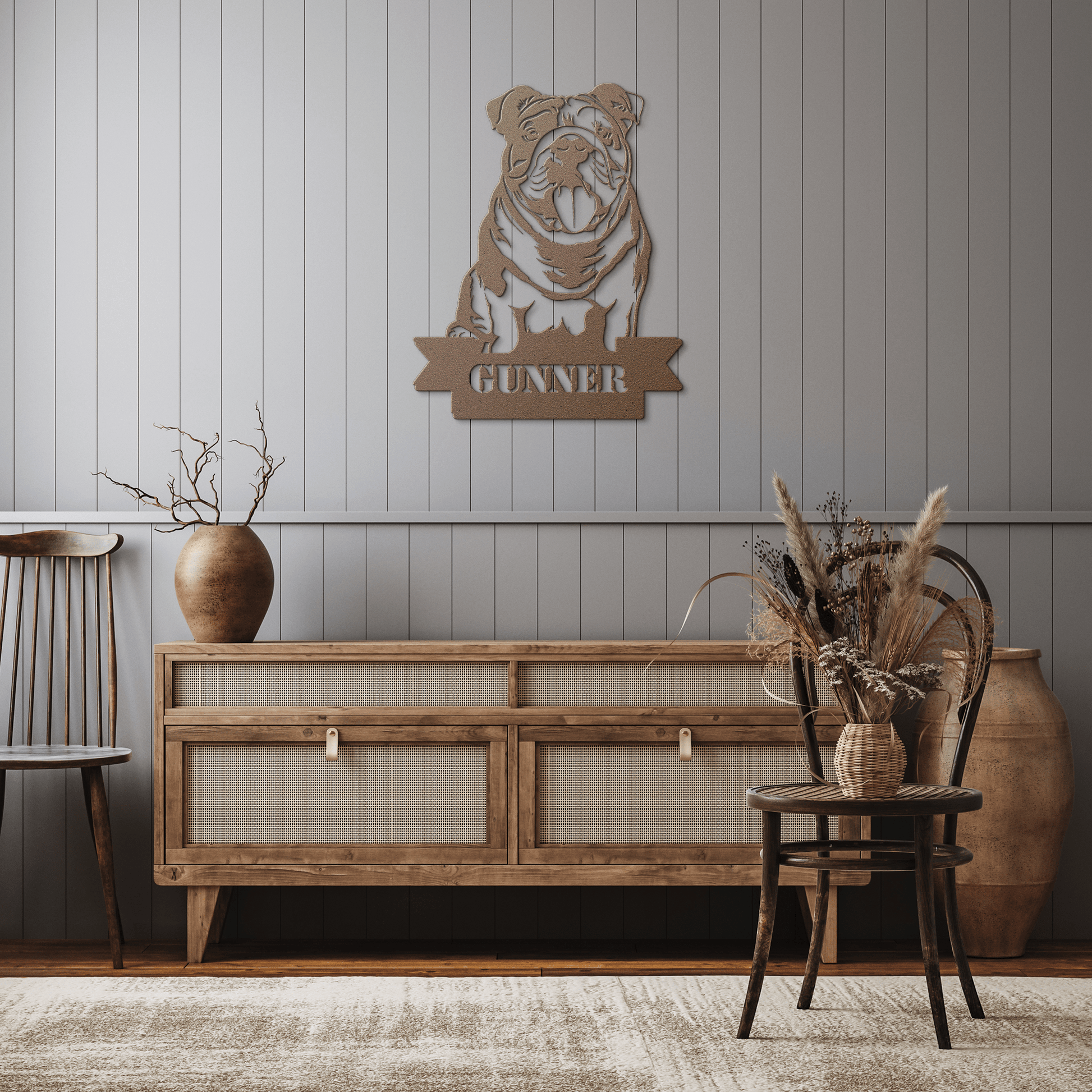 English Bulldog Metal Nameplate - BullyBellyMetal Sign
