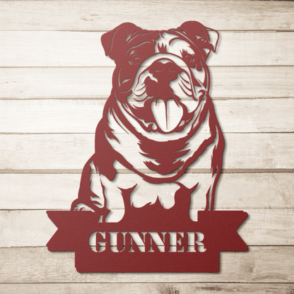 English Bulldog Metal Nameplate - BullyBellyMetal Sign