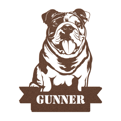 English Bulldog Metal Nameplate - BullyBellyMetal Sign