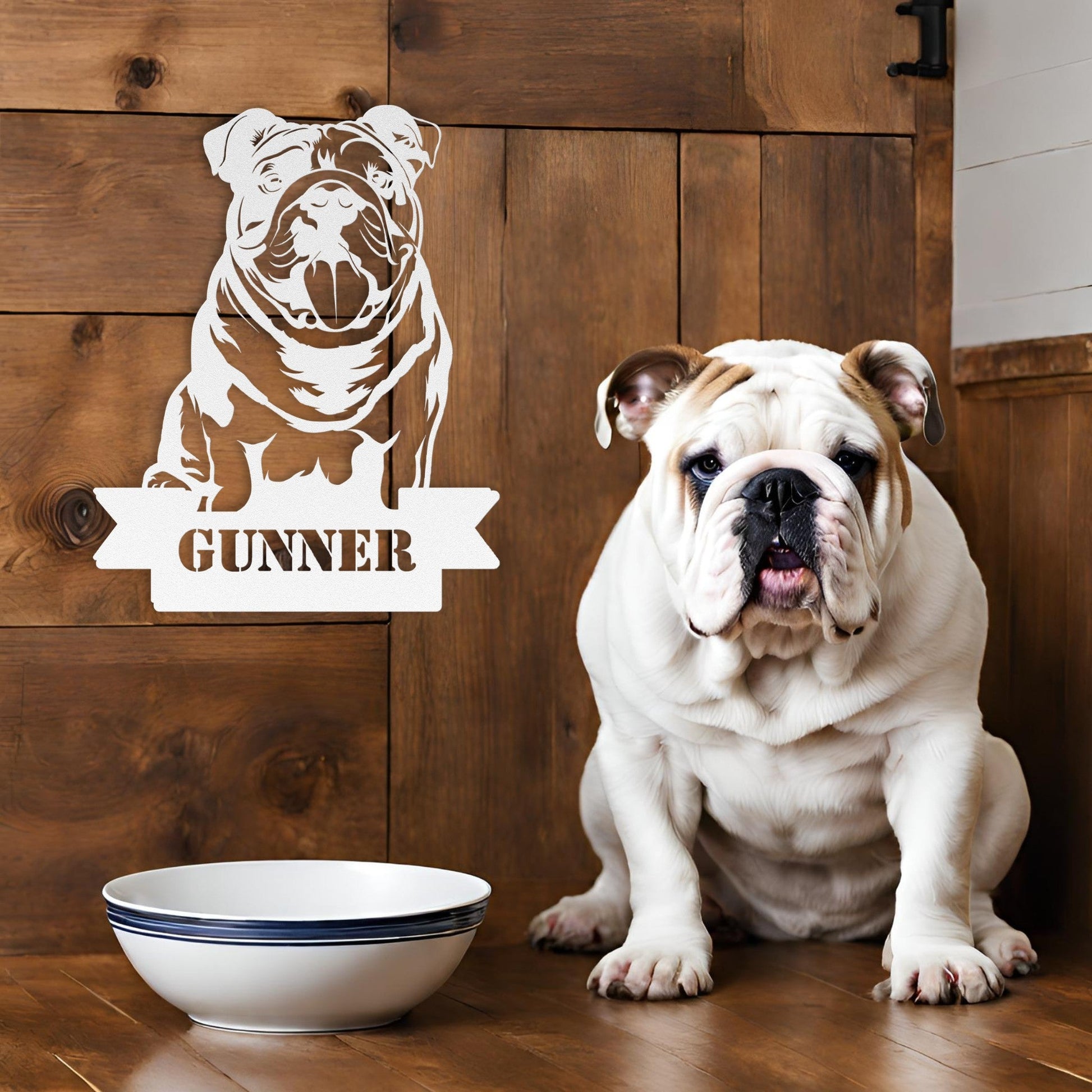 English Bulldog Metal Nameplate - BullyBellyMetal Sign