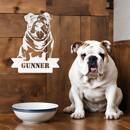 English Bulldog Metal Nameplate - BullyBellyMetal Sign
